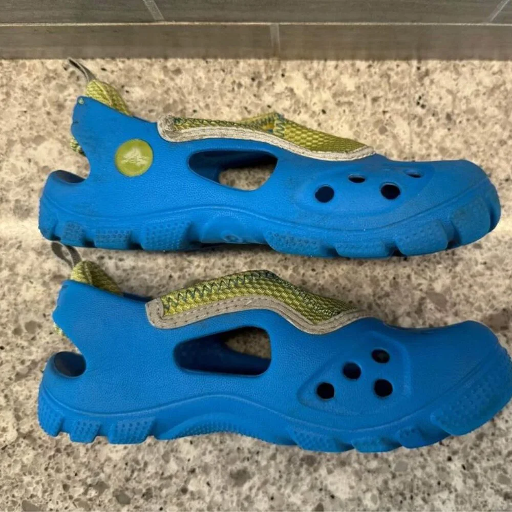 Kids Blue and Yellow‎ Crocs Water Shoes with Mesh-Size J3